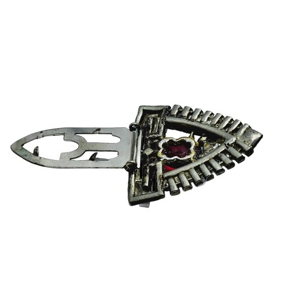 Antique Art Deco Ruby Cabochon Paste Dress Clip (A894) - Picture 6 of 7